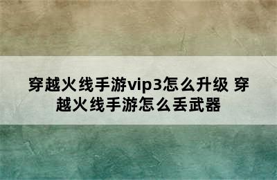 穿越火线手游vip3怎么升级 穿越火线手游怎么丢武器